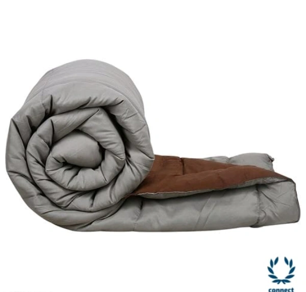 HIGH QUALITY 250 GSM Luxury Premium Microfiber Soft Reversable DOUBLE BED (90*100 INCH) All Season Comforter_Blanket/RAJAI/Quilt(Golden Yellow & Gray) - Free Size, Brown/Light Grey, Microfabric, Pack of1